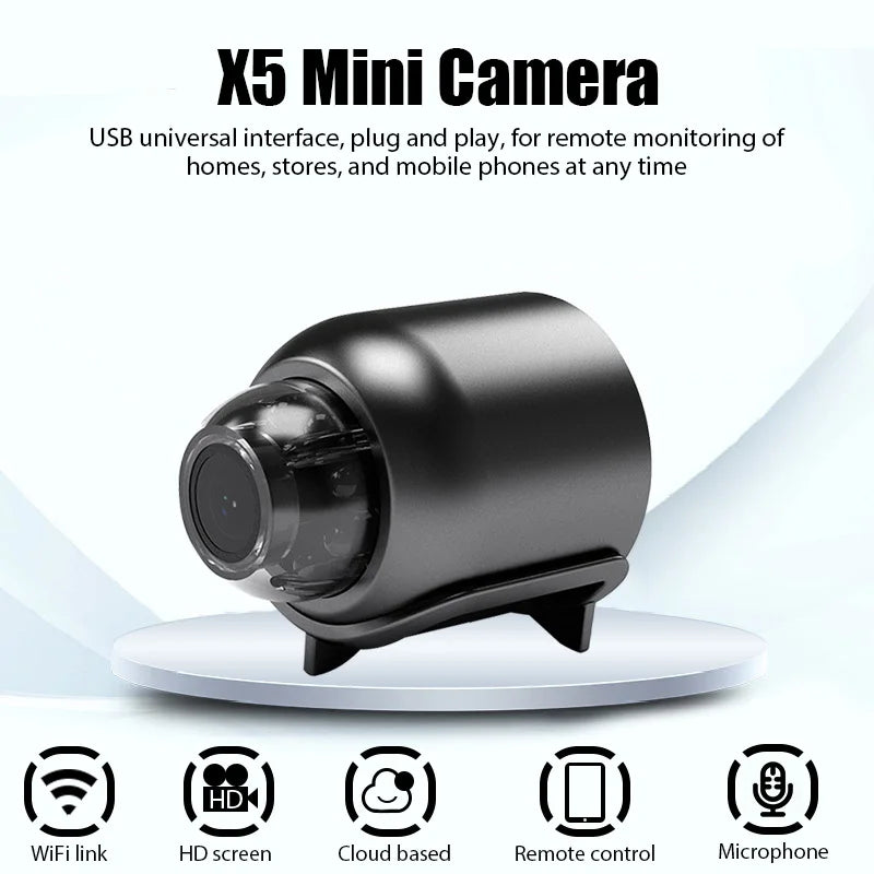 "Mini WiFi Camera 1080P HD – Night Vision, Motion & Sound Detection"