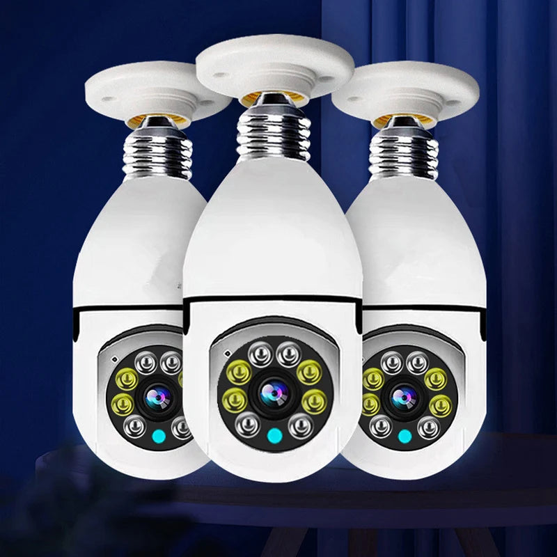 "Cámara WiFi 4G E27 3MP con Seguimiento AI y Visión 360°"